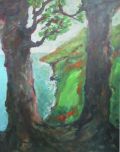 Pazifküste mit Bäumen, 2007, Acryl auf Leinwand, 100x80